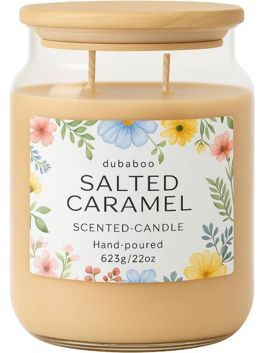 Large Salted Caramel Soy Candle - 22 oz, 80+ Hour Burn, Hand Poured, Reusable